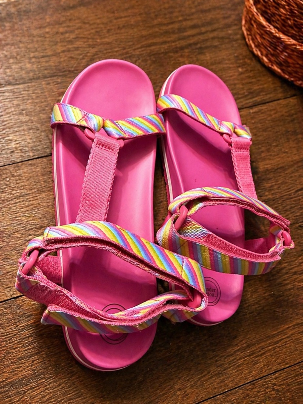 wonder nation Pink Sandals with Rainbow Straps